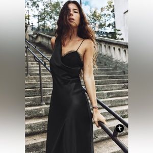 Zara Lace and Satin Effect Slip Dress